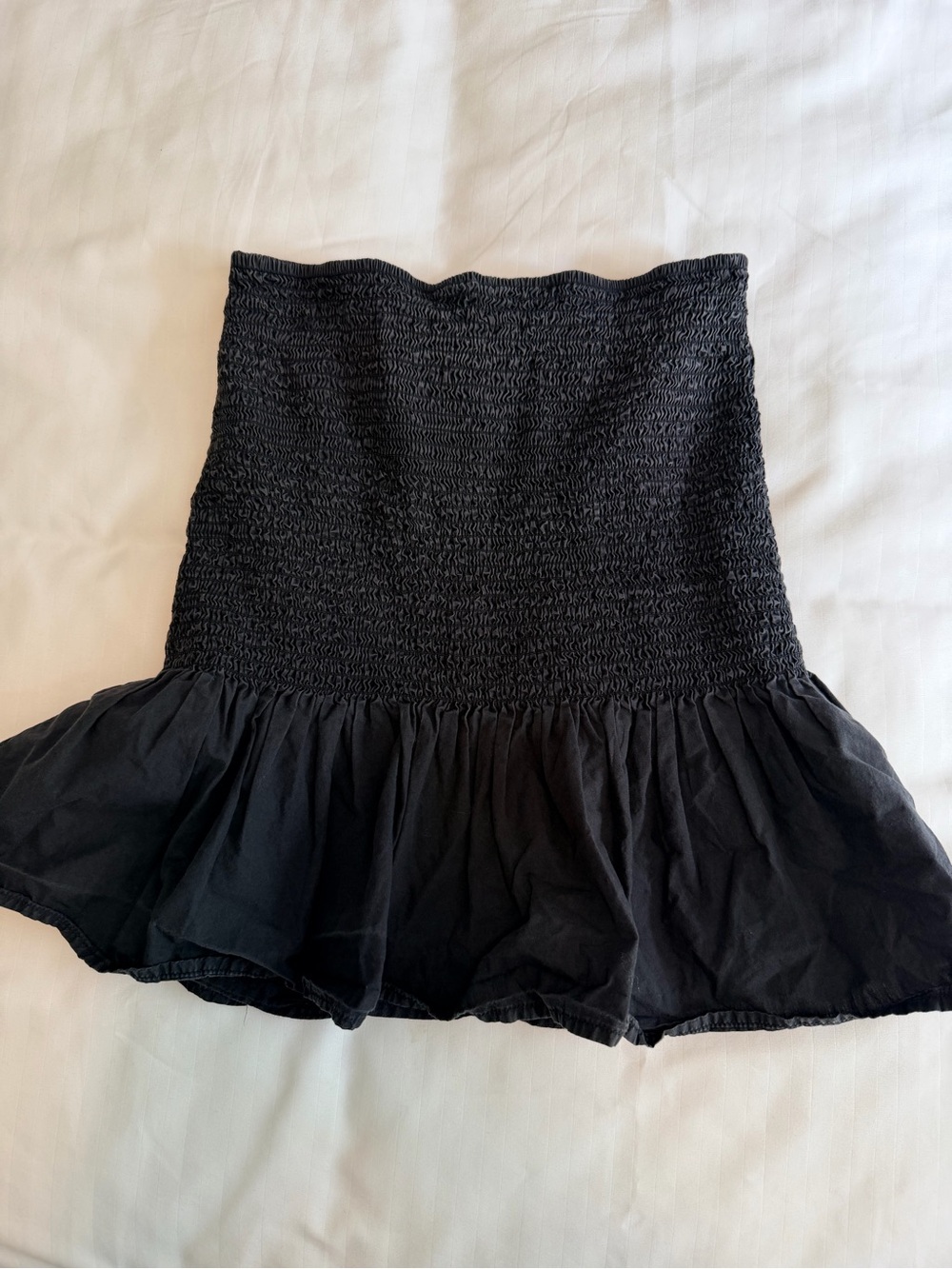 Black Smocked Ruffle Hem Women's Skirt- Urban Outfitters
